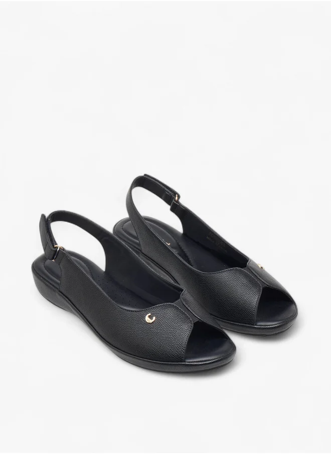 Le Confort Textured Open-Toe Slingback Sandals