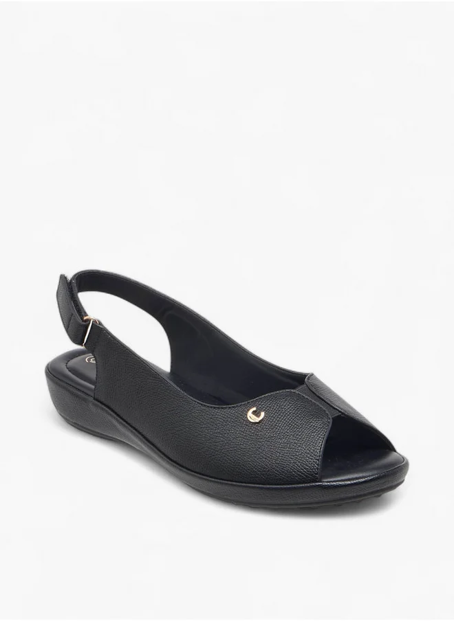 Le Confort Textured Open-Toe Slingback Sandals