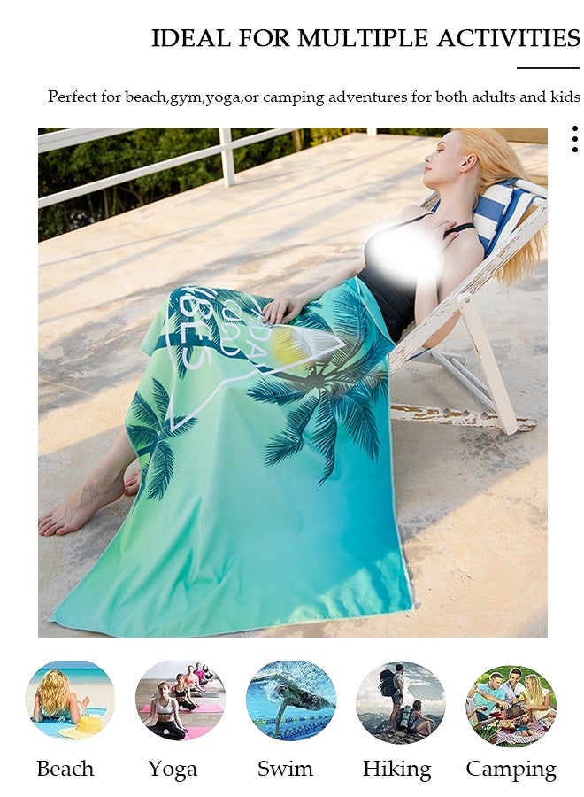 DUNISO منشفة شاطئ كبيرة الحجم، 150*75 سم من الألياف الدقيقة، منشفة سريعة الجفاف للسباحين، منشفة مقاومة للرمال للبالغين والأطفال، منشفة بركة رائعة، ملحقات الشاطئ، منشفة ماصة للسفر والسباحة واليوغا - Image 3