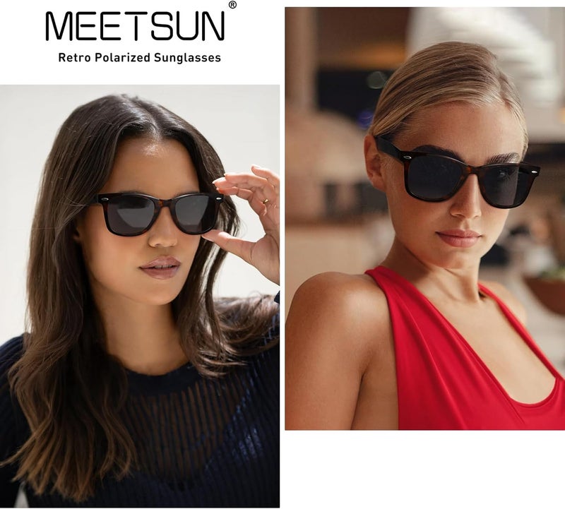MEETSUN Polarized Sunglasses for Men and Women - Classic Retro Square Frame with UV Protection - Image 2