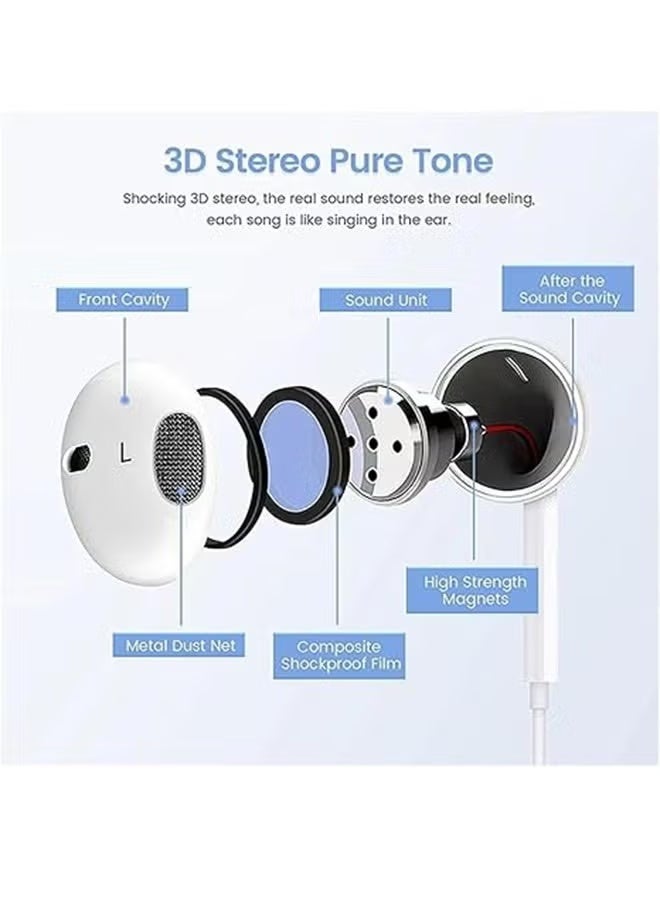 جوي فوكس سماعات أذن سلكية USB-C داخل الأذن مع ريموت للتحكم بالموسيقى والمكالمات والصوت – متوافقة مع iPhone 16/15 Pro Max وiPad Pro/Air وأجهزة Samsung - Image 4