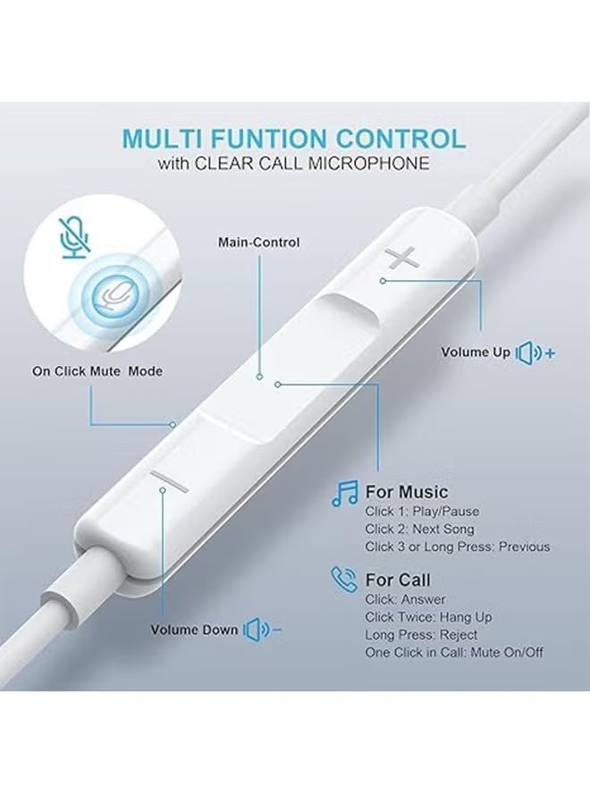 جوي فوكس سماعات أذن سلكية USB-C داخل الأذن مع ريموت للتحكم بالموسيقى والمكالمات والصوت – متوافقة مع iPhone 16/15 Pro Max وiPad Pro/Air وأجهزة Samsung - Image 5