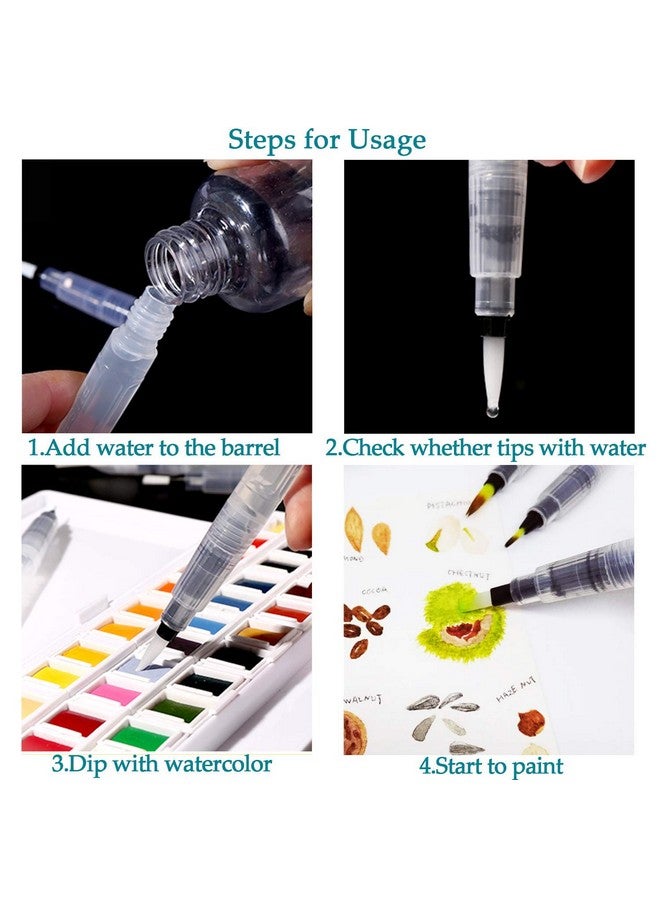 SCHUBERT Water Brush Pen Set, 6 Pcs Aqua Painting Brushes with Assorted Tips for Water Soluble Colored Pencils, Water Color Water-Base Markers, Powdered Pigment Watercolor Paints Transparent - Image 5