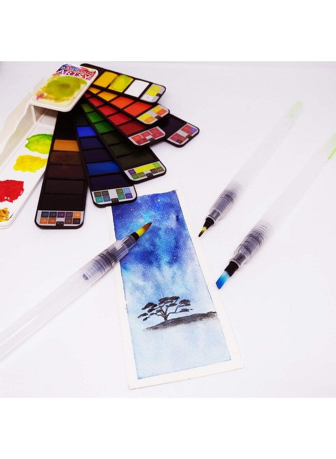 SCHUBERT Water Brush Pen Set, 6 Pcs Aqua Painting Brushes with Assorted Tips for Water Soluble Colored Pencils, Water Color Water-Base Markers, Powdered Pigment Watercolor Paints Transparent - Image 3