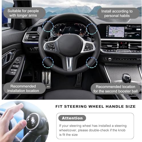 Eliane Universal Car Steering Wheel Power Knob 360° Rotation Spinner Ball Handle | Non-Slip ABS Grip | 360 Degree Steering Booster for Cars, Trucks, Tractors – Black - Image 5