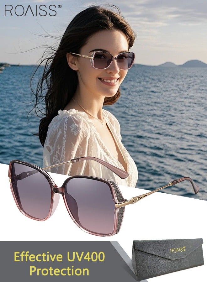 roaiss Women's Polarized Butterfly Sunglasses, UV400 Protection Sun Glasses with Stylish Temples, Fashion Anti-glare Sun Shades for Women with Glasses Case for Street Photography, Outdoor Vacation, Beach - Image 1
