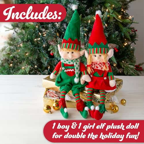 SCS Direct Elf Plush Christmas Stuffed Dolls Set of 218 Boy and Girl Elves Holiday Cute Plush Shelf Toys  Fun Kids Buddy Figurine Decorations Christmas Winter Holiday Party Festive Decor and Gift Exchange - Image 5