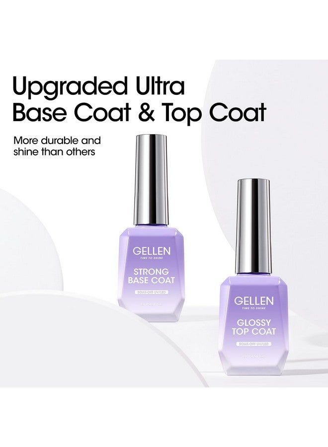 Gellen Gel Top Coat and Base Coat 2 Pcs 18ml Superior Base Coat Top Coat Set No Wipe Soak Off Ultra Glossy Top Coat Gel Nail Polish UV LED Clear Nail Polish Long Lasting for 28+ Days - Image 2
