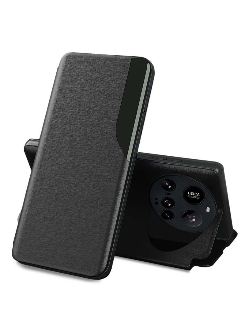 Wtech Xiaomi 15 Ultra 5G 2025 Smart Mirror Window Flip Phone Case Auto Sleep Wake Cover - Black - Image 1