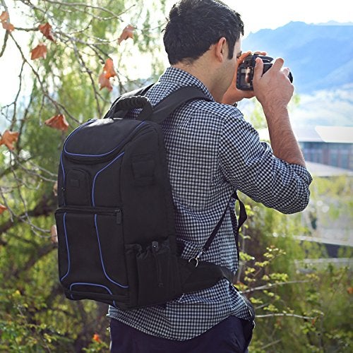 USA Gear Camera Backpack for Photographers DSLR/SLR/Mirrorless Photography Camera Bag with Laptop Compartment, Waterproof Rain Cover & Tripod Holder, Compatible with Canon/Nikon/Sony (Blue) - Image 2