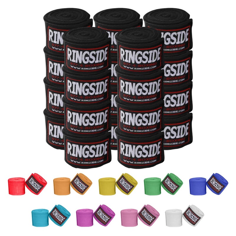 Ringside Mexican Style Boxing Hand Wraps 10 Pairs Pack Black
