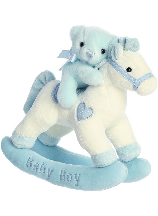 ebba Aurora® Melodious Musicals! Baby Boy Rocking Horse™ Baby Stuffed Animal - Musical Entertainment - Engaging Play - Blue 12 Inches - Image 1