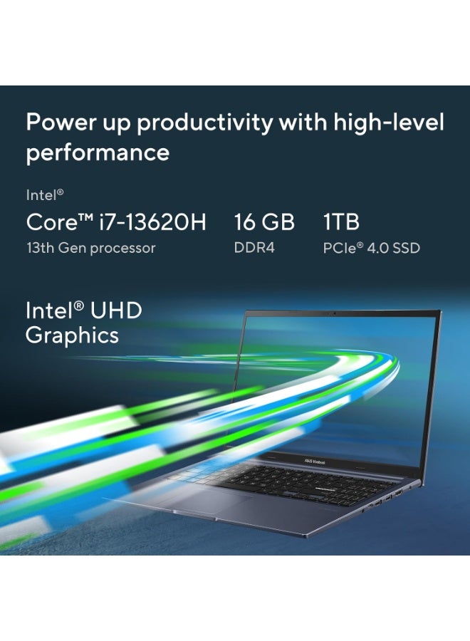 ASUS VivoBook 15 X1502VA - BQ487 Laptop, 15.6” Full HD Display, Intel Core i7-13620H Processor, 40GB DDR4 RAM, 1TB PCIe 4.0 SSD, Intel UHD Graphics, WiFi 6E, Backlit Keyboard, Windows 11, Quiet Blue English Quite Blue - Image 2