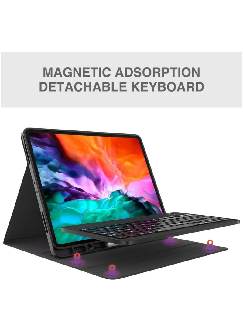 راكسوم حافظة لوحة مفاتيح لجهاز iPad Pro 12.9 2020 الجيل الرابع، حافظة iPad Pro 12.9 مع لوحة مفاتيح الجيل الثالث 2018 - قابلة للفصل لاسلكيًا - مع حامل قلم رصاص - Image 2