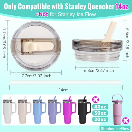 ANTAND 2 Pack Detachable Leakproof Lid Replacement (Only) for 14 oz Stanley Quencher H2.0 and ProTour Tumbler Cup Accessories, Flip Straw Lids, Easy to Clean, Heat-Resistant (White, Black) - Image 2