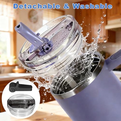 ANTAND 2 Pack Detachable Leakproof Lid Replacement (Only) for 14 oz Stanley Quencher H2.0 and ProTour Tumbler Cup Accessories, Flip Straw Lids, Easy to Clean, Heat-Resistant (White, Black) - Image 4