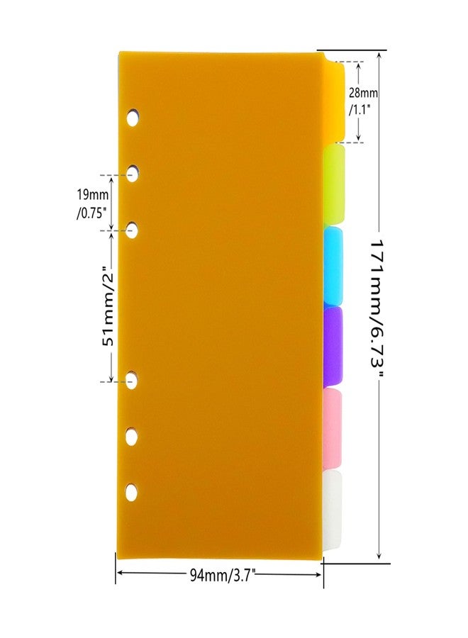 Mogoostry 2 Pack A6 Binder Dividers 6 Tabs Bright Color Plastic Binder Index Tabs Planner Divider for Round Ring Binder Sheet Protector (Transparent, 12 Dividers) - Image 2