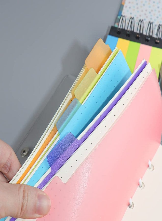 Mogoostry 2 Pack A6 Binder Dividers 6 Tabs Bright Color Plastic Binder Index Tabs Planner Divider for Round Ring Binder Sheet Protector (Transparent, 12 Dividers) - Image 4