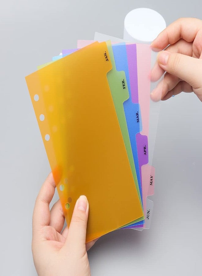 Mogoostry 2 Pack A6 Binder Dividers 6 Tabs Bright Color Plastic Binder Index Tabs Planner Divider for Round Ring Binder Sheet Protector (Transparent, 12 Dividers) - Image 5