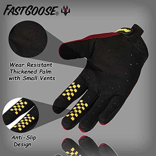 FASTGOOSE Dirt Bike Motocross Gloves - Motorbike Riding Bike Gloves for Off Road Racing & Cycling (Maroon, Large) - Image 3
