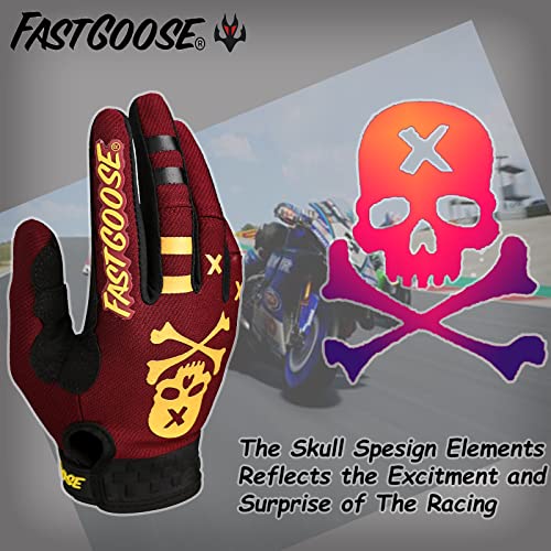 FASTGOOSE Dirt Bike Motocross Gloves - Motorbike Riding Bike Gloves for Off Road Racing & Cycling (Maroon, Large) - Image 4