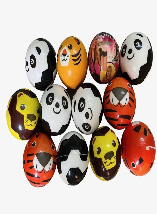 4NEwBiES Soft Foam Sponge Balls, Cartoon Prints, Lightweight (Free Size, 12Pc) - Image 1