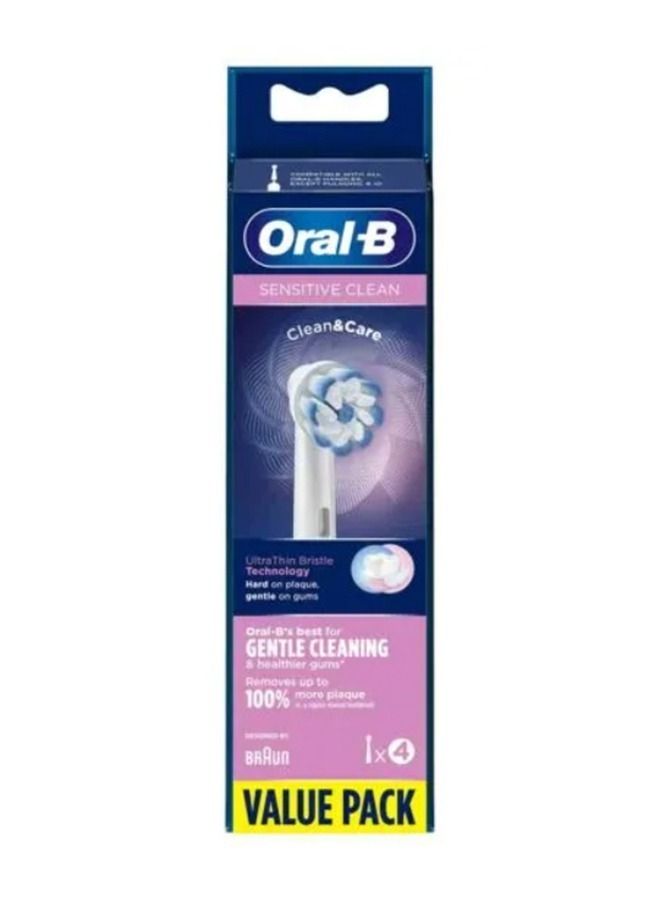 Oral-B Sensitive Clean & Care Electric Toothbrush Head with Ultra Thin Bristle Technology, Pack of 4 - Image 1