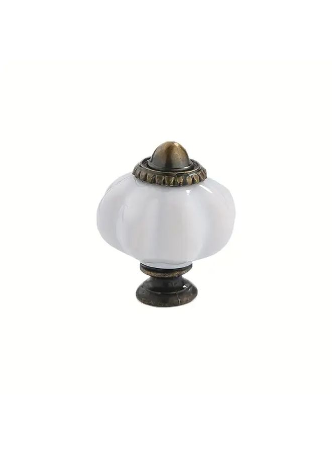 White Vintage Leaf Floral Zinc Alloy Ceramic Drawer Handles Knobs 10pcs - Image 2