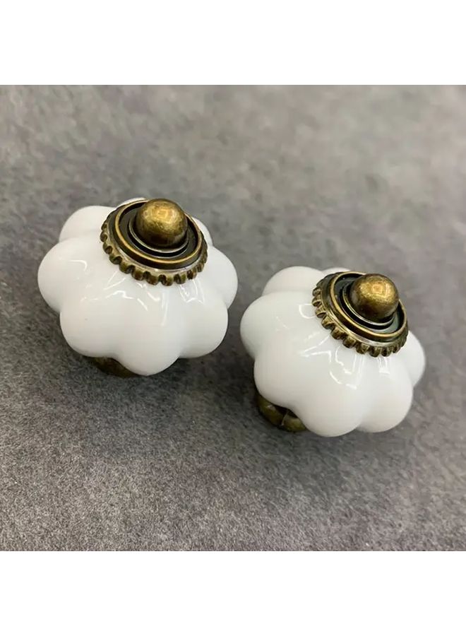 White Vintage Leaf Floral Zinc Alloy Ceramic Drawer Handles Knobs 10pcs - Image 4