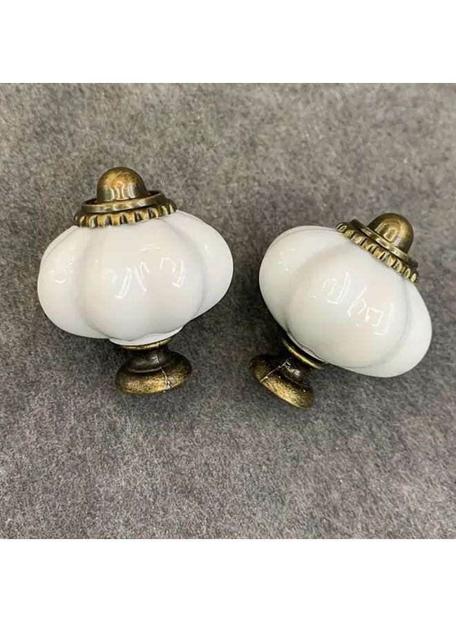 White Vintage Leaf Floral Zinc Alloy Ceramic Drawer Handles Knobs 10pcs - Image 5