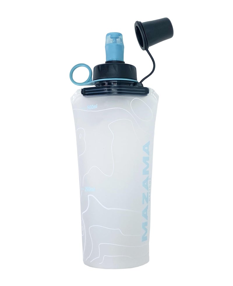 Mazama Aqua Bend Collapsible Soft Sport Water Bottle/Flask/Canteen. Ultralight and Eco-Friendly. Ideal for Running, Hiking, Cycling, Climbing. Fits Most Hydration Vests (Glacier, 500ml) - Image 1