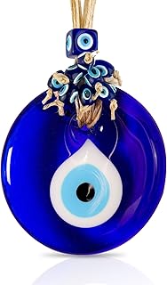 BCS Blue Evil Eye Decor Home Wall Hanging 4" Glass Handmade Turkish Nazar Amulet Good Luck and Protection Charm - Image 1