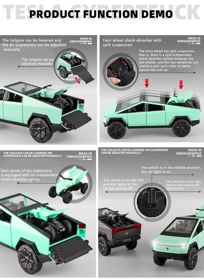 VARIYA ENTERPRISE 1:24 Scale Big Tesla CYBERTRUCK Model Diecast Metal Pullback Toy car with Openable Doors & Light, Music Boys car for Kids Best Toys Gifts Toys for Kids (Silver) - Image 4
