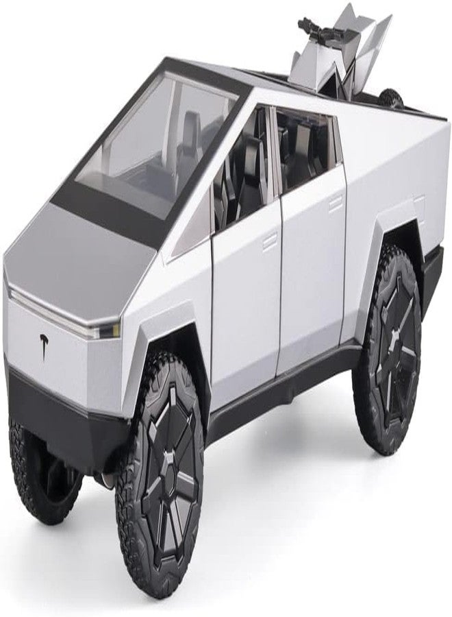 VARIYA ENTERPRISE 1:24 Scale Big Tesla CYBERTRUCK Model Diecast Metal Pullback Toy car with Openable Doors & Light, Music Boys car for Kids Best Toys Gifts Toys for Kids (Silver) - Image 1