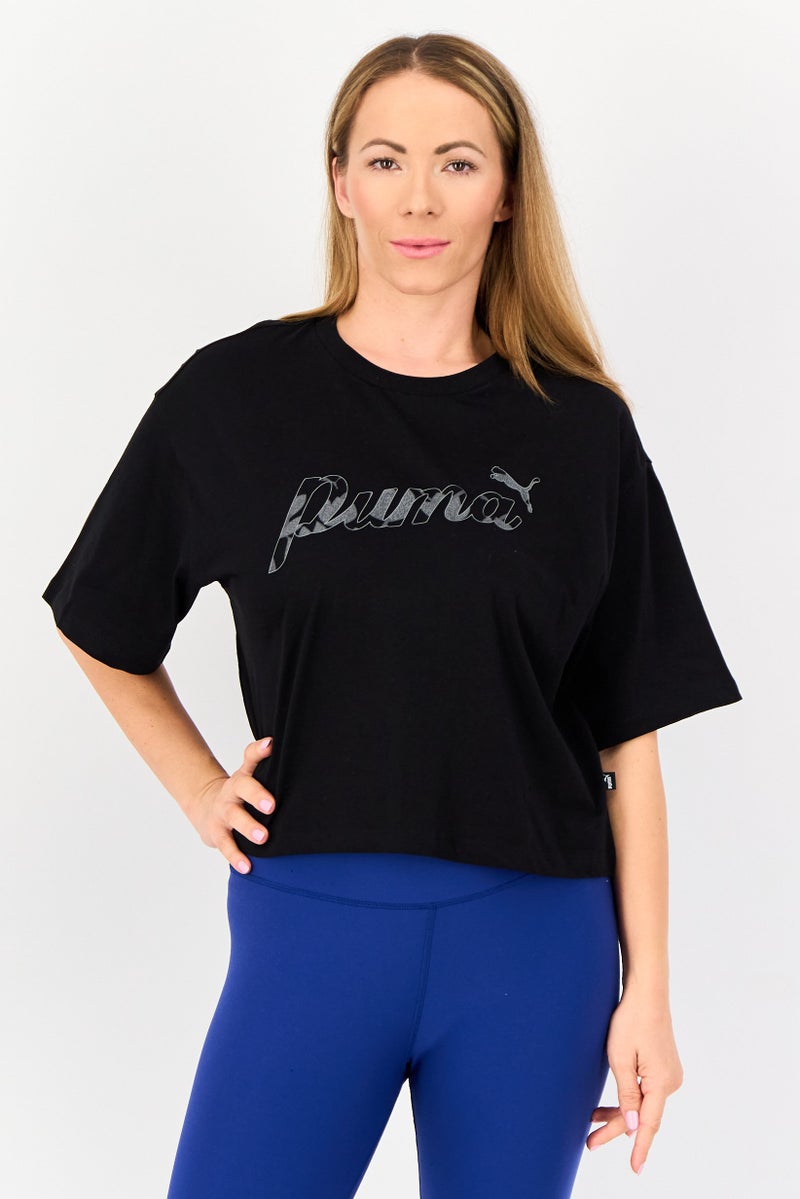 PUMA Women Sportswear Fit Short Sleeve Training T-Shirt, Black - Image 1