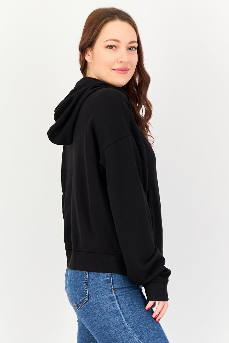 Timberland Women Brand Logo Long Sleeve Hoodies, Black - Image 2