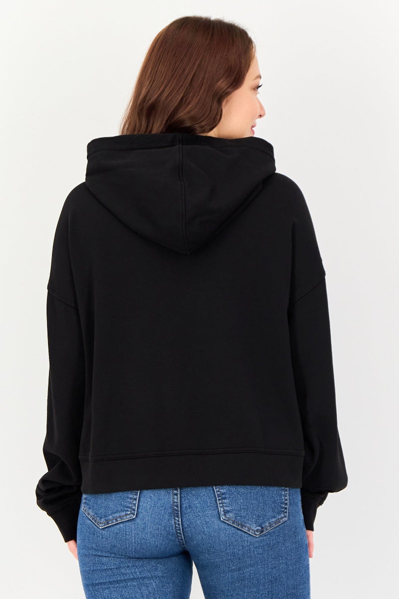 Timberland Women Brand Logo Long Sleeve Hoodies, Black - Image 3