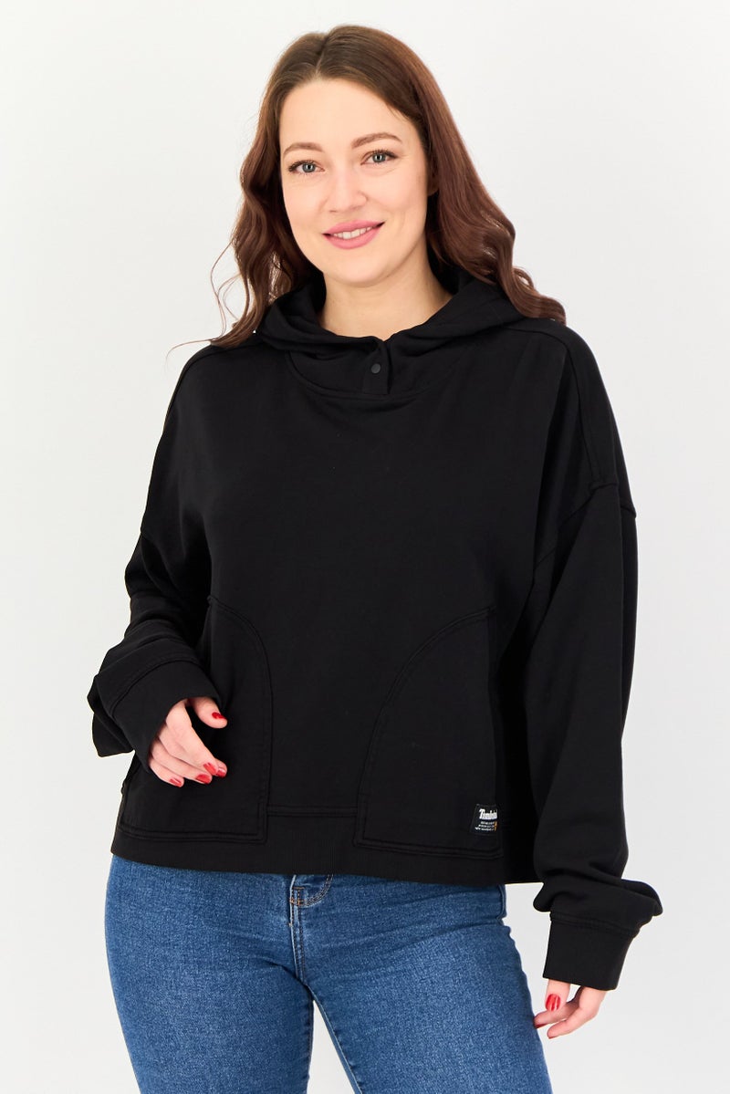 Timberland Women Brand Logo Long Sleeve Hoodies, Black - Image 1