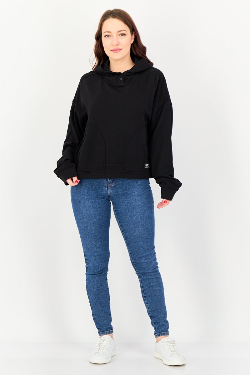 Timberland Women Brand Logo Long Sleeve Hoodies, Black - Image 4