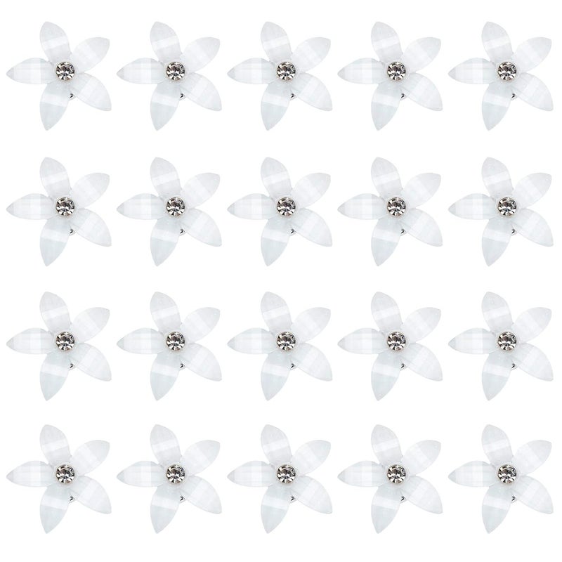 Wecoe White Small Bling Decorative Flower Hair Clips for Women  20 Pcs Cute Mini Hair Accessories Gift Set for Wedding Birthday