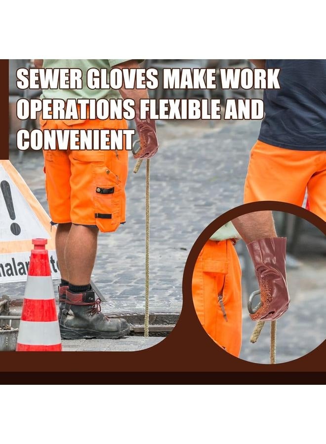 6 Pairs Sewer Snake Gloves Non Slip and Reusable PVC Sewer Abrasion Resistant Drain Cleaning Waterproof Safety Plumbing Snake Gloves for Men Women Plumber Tools (Brown) - Image 2