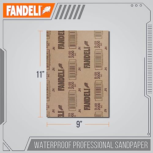Fandeli | Waterproof Sandpaper | 2000 Grit | 25 Sheets 9'' x 11'' | For Car Polishing, Wooden Furniture Sanding and Metal Sanding | Water Resistant - Image 4