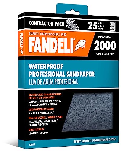 Fandeli | Waterproof Sandpaper | 2000 Grit | 25 Sheets 9'' x 11'' | For Car Polishing, Wooden Furniture Sanding and Metal Sanding | Water Resistant - Image 1