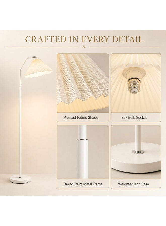 Sharpdo Modern Luxury Straight Pole Atmosphere Standing Floor Lamp Pleated Lampshade LED Three-Tone Lighting - Image 4