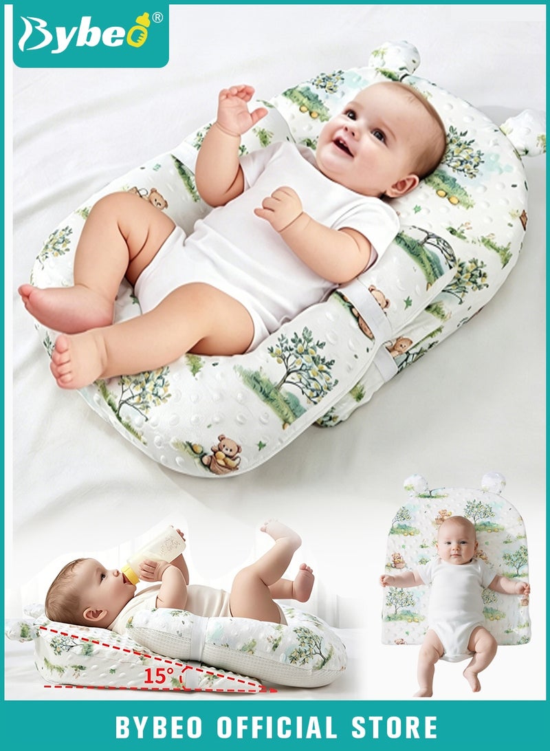 Bybeo Baby Wedge Pillow,  Newborn Nursing Pillows, Ergonomic Anti Vomiting Pillow, Baby Feeding Support Breastfeeding Pillow, Baby Crib Nursery Pillows with Removable and Adjustable U-Shape Leg - Image 1