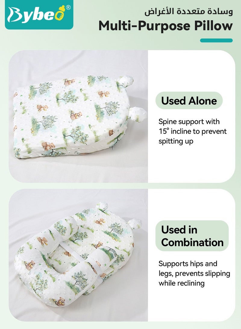 Bybeo Baby Wedge Pillow,  Newborn Nursing Pillows, Ergonomic Anti Vomiting Pillow, Baby Feeding Support Breastfeeding Pillow, Baby Crib Nursery Pillows with Removable and Adjustable U-Shape Leg - Image 5