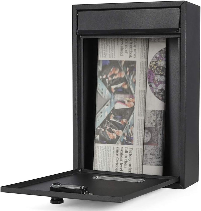 Parrency Lockable Mailboxes with Combination,safes,Outdoor Wall Mounted Mail Box with Large Capacity,12.6 x 8.46 x 3.35 Inch, Black (Medium, Black with Combination Lock) - Image 1