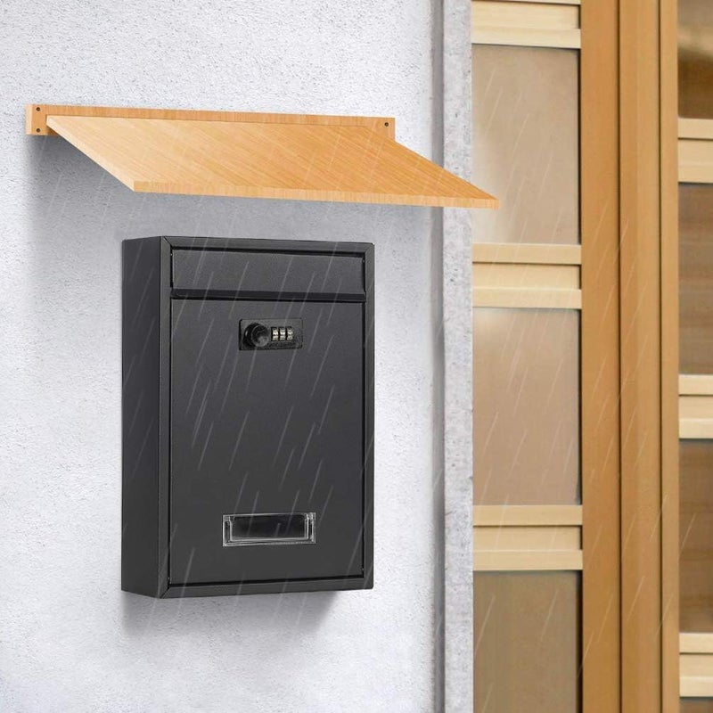 Parrency Lockable Mailboxes with Combination,safes,Outdoor Wall Mounted Mail Box with Large Capacity,12.6 x 8.46 x 3.35 Inch, Black (Medium, Black with Combination Lock) - Image 4