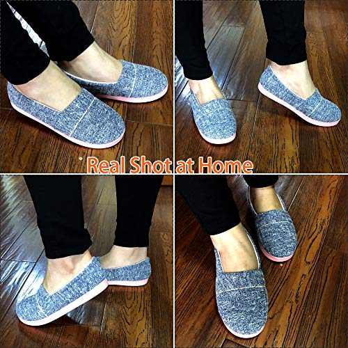 Urbancolor Women Washable Closed Back Indoor Slippers Anti-Slip House Slipper Breathable Home Shoes(6.5-7.5, Dark Blue) - Image 5