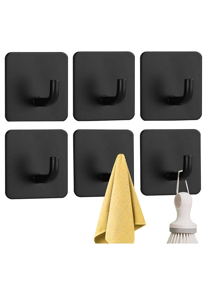 Adhesive Hook,6 Pack Heavy Duty Wall Hooks,Stainless Steel Towel Hooks Bathroom Coat Hook Self-Adhesive Wall Mounted Hook for Bathroom Kitchen - Image 1